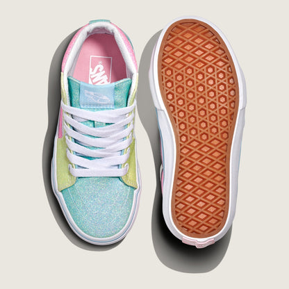Vans Preschool Sk8-Hi Glitter Pastel Pink Yellow Blue