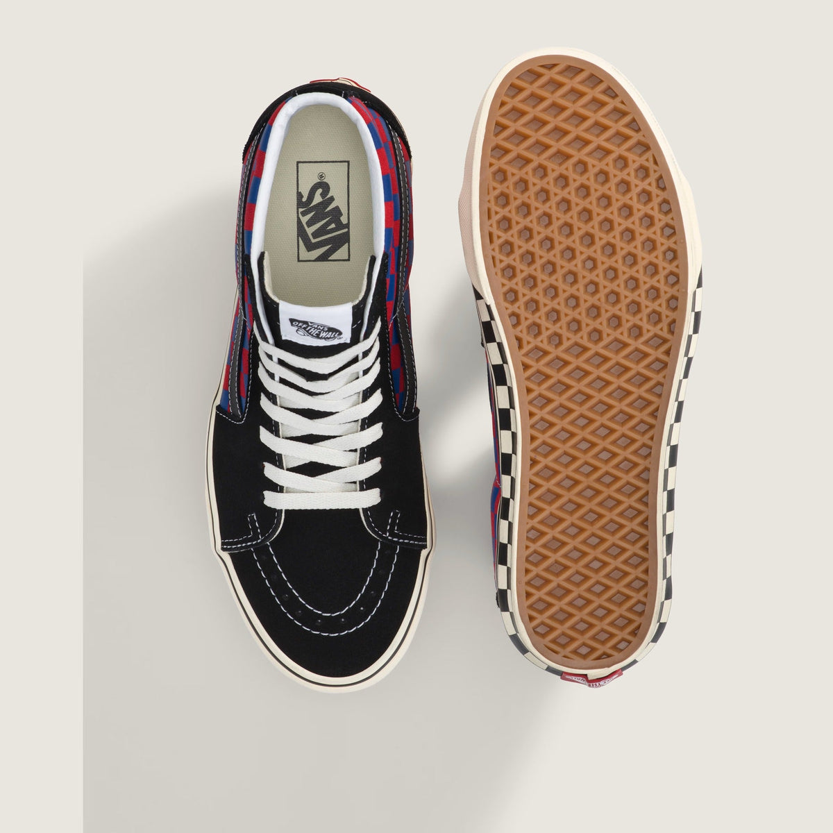 Vans Men's Sk8-Hi Checkerboard Sidewall Red Blue