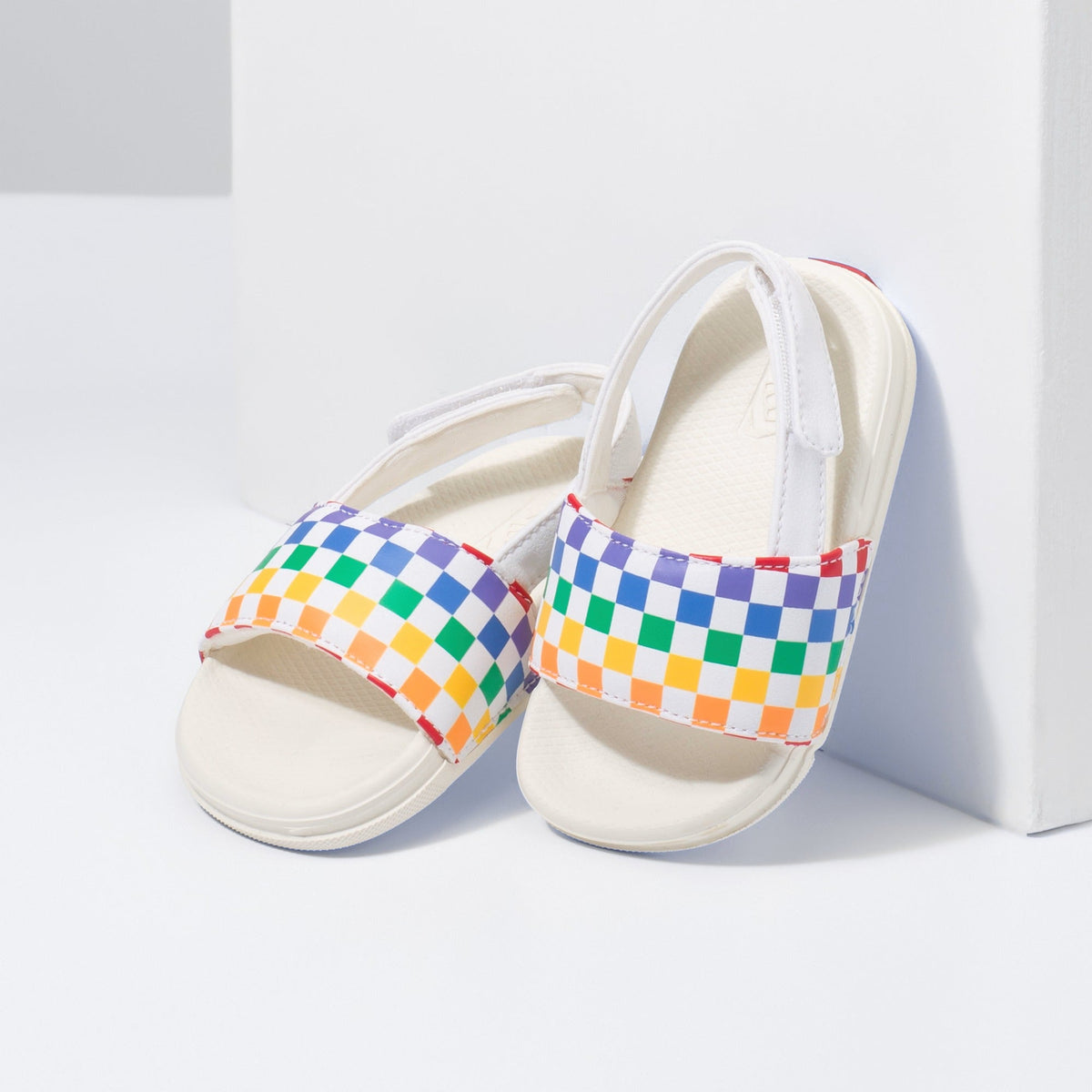 Vans Toddlers La Costa Slide-On V Sandal Checkerboard Rainbow Marshmallow