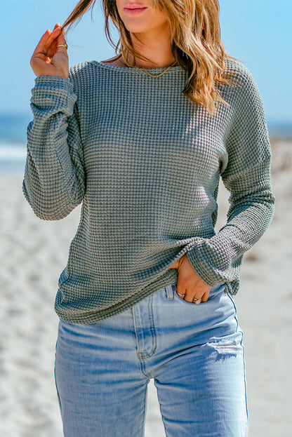 Threaded Pear Avery Knit Drop Shoulder Long Sleeve Top
