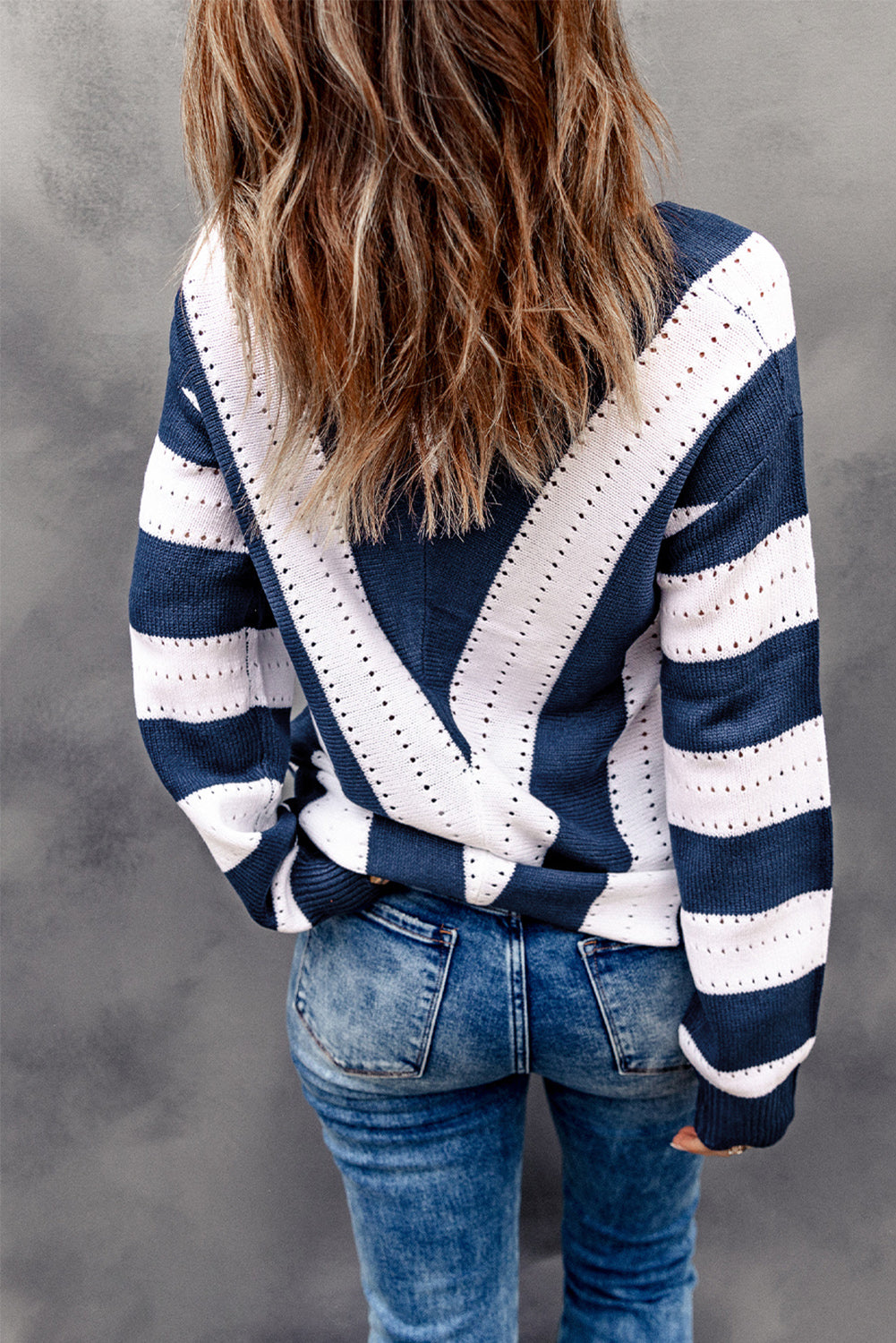 Threaded Pear Eleanor Striped Colorblock Knitted Sweater