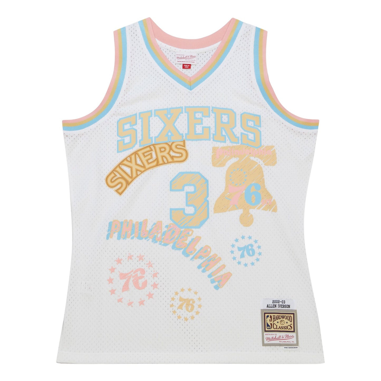 Mitchell & Ness Men's Sidewalk Sketch Swingman Jersey 76Ers 2002 Allen Iverson Jerseys
