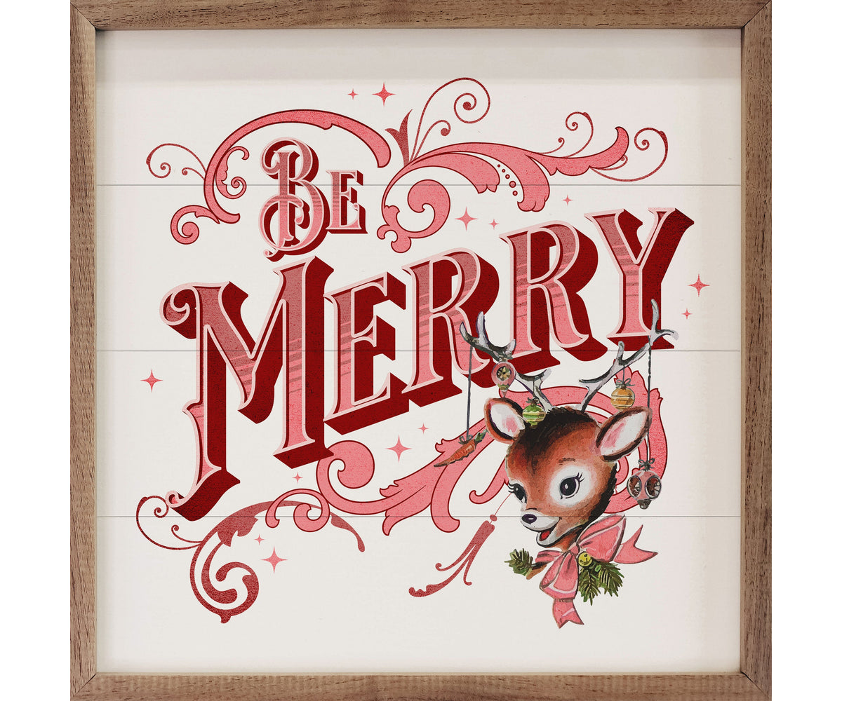 Kendrick Home Pink Be Merry Deer White