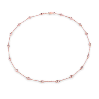 Round Peach Morganite 18K Rose Gold Plated Silver By The Yard Necklace