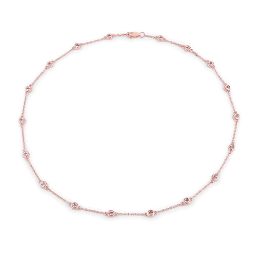 Round Peach Morganite 18K Rose Gold Plated Silver By The Yard Necklace