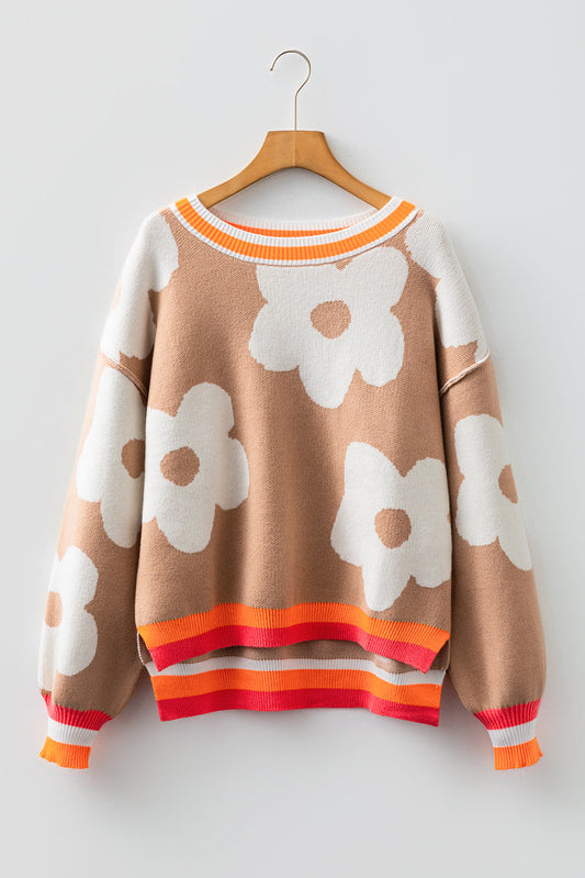 Threaded Pear Scarlett Contrast Striped Baggy Sweater