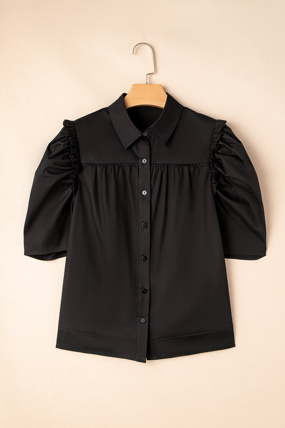 Threaded Pear Analeia Frilly Puff Sleeve Stylish Collared Shirt