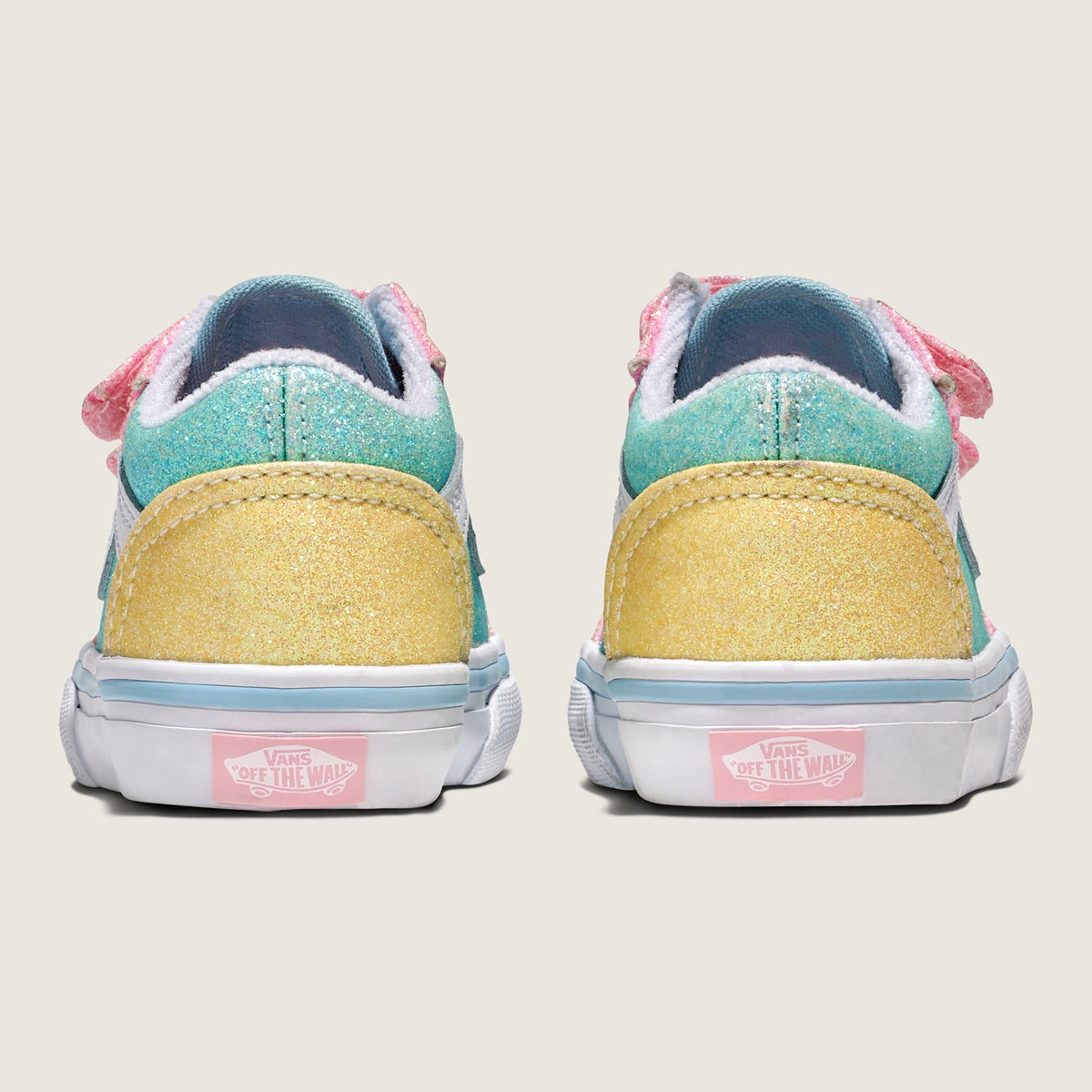 Vans Toddlers Old Skool V Glitter Pastel Blue Pink Yellow