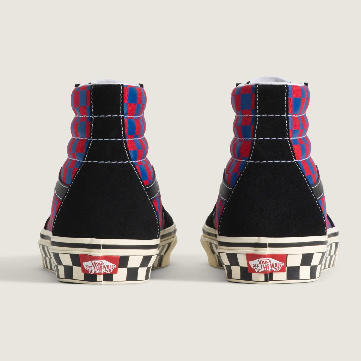 Vans Men's Sk8-Hi Checkerboard Sidewall Red Blue