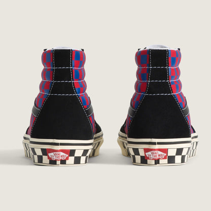 Vans Men's Sk8-Hi Checkerboard Sidewall Red Blue