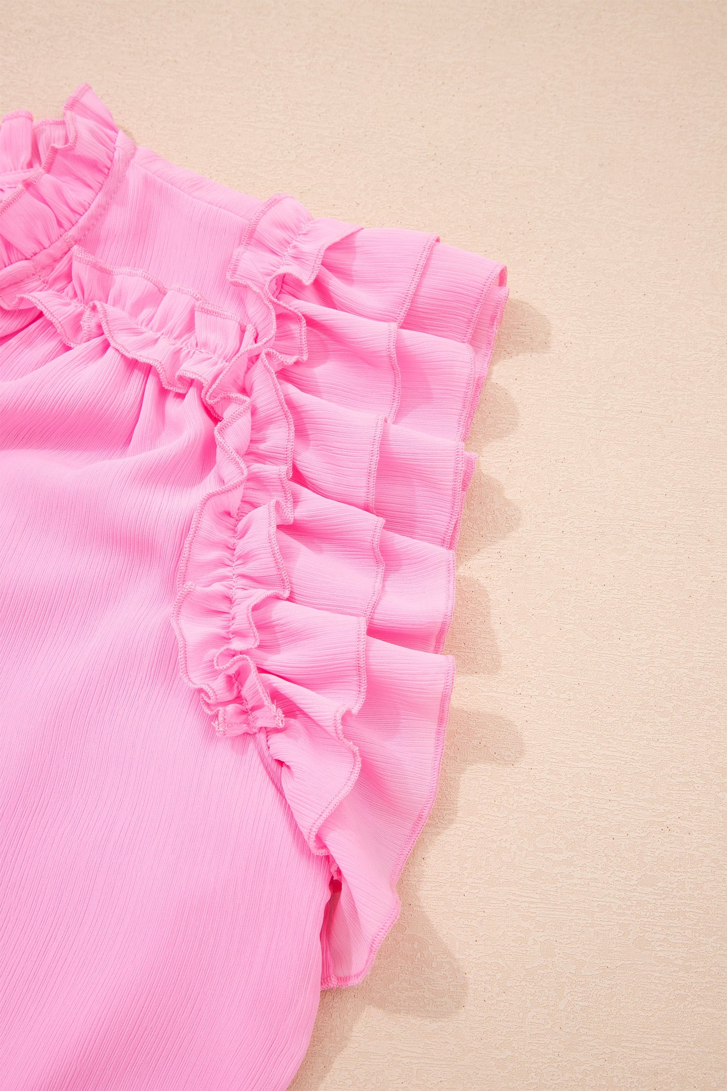 Threaded Pear Milena Ruffle Short Sleeve Plus Blouse