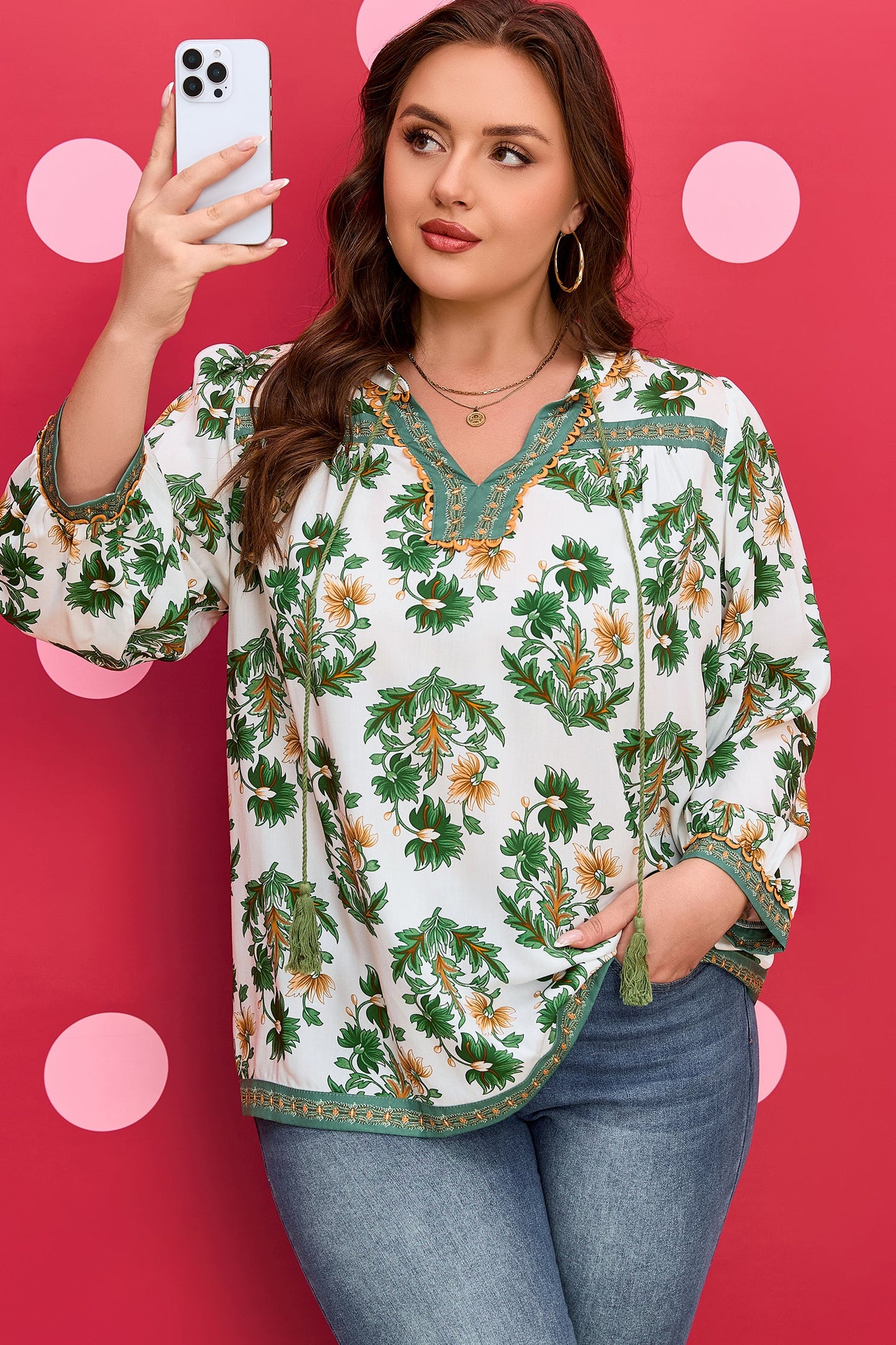 Threaded Pear Kira 3 4 Sleeve PLUS Blouse