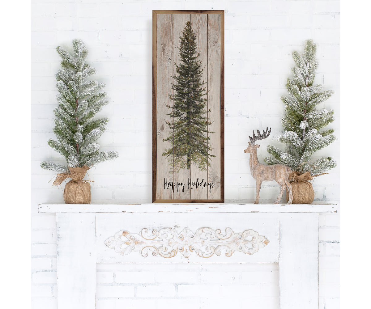 Kendrick Home Happy Holidays Skinny Tree Whitewash