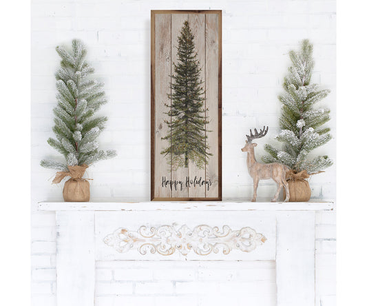 Kendrick Home Happy Holidays Skinny Tree Whitewash