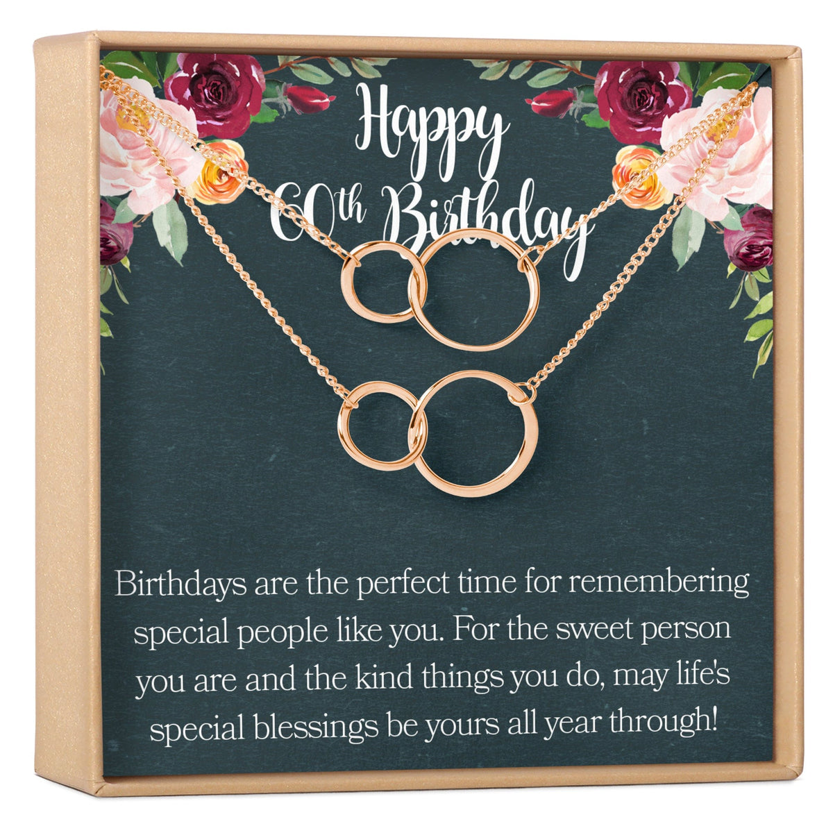 60th Birthday Necklace, Multiple Styles