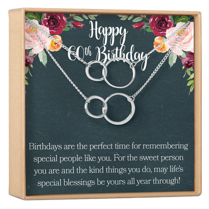 60th Birthday Necklace, Multiple Styles