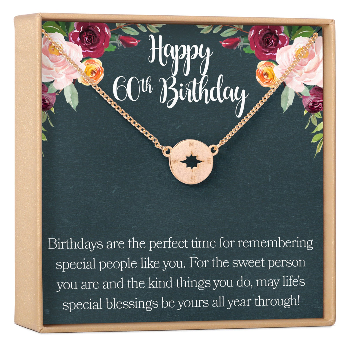 60th Birthday Necklace, Multiple Styles
