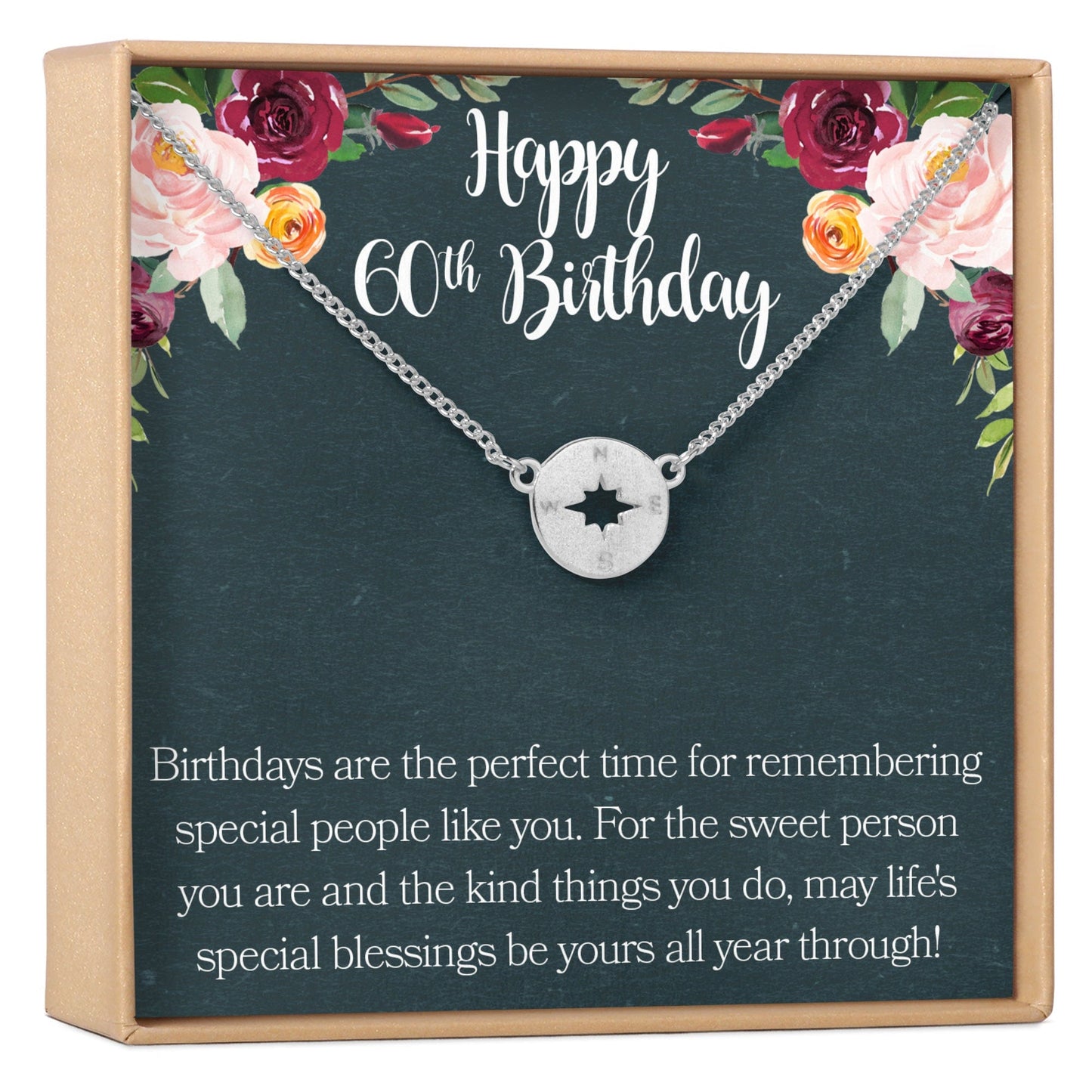 60th Birthday Necklace, Multiple Styles