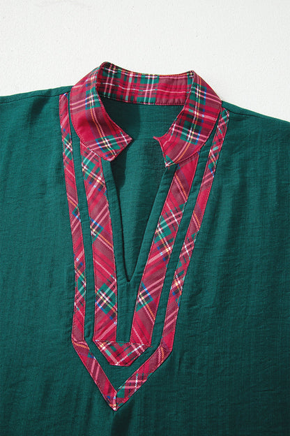 Threaded Pear Janiyah Patchwork Half Sleeve Blouse