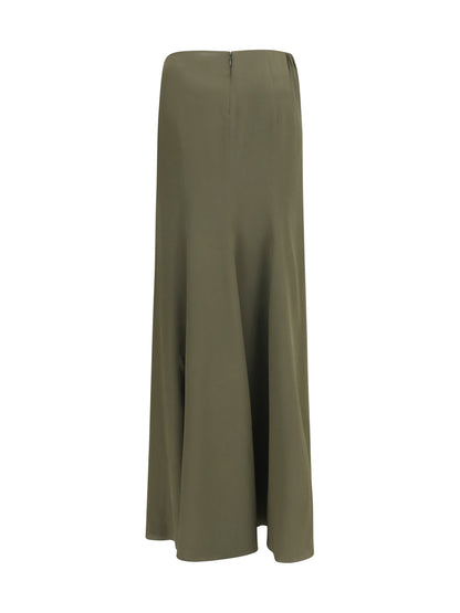 Skirt Draped Long Woodland Green Silk