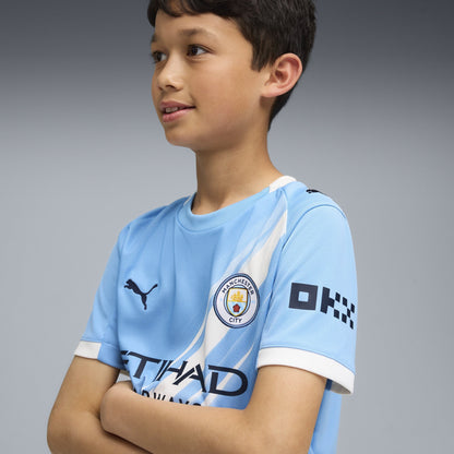 Puma Youth Manchester City Home Crew Neck Short Sleeve Replica Jersey - Light Blue