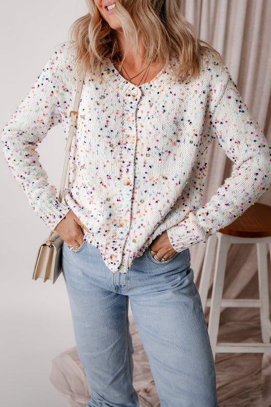 Threaded Pear Vienna Rhinestone Decor Confetti Sweater