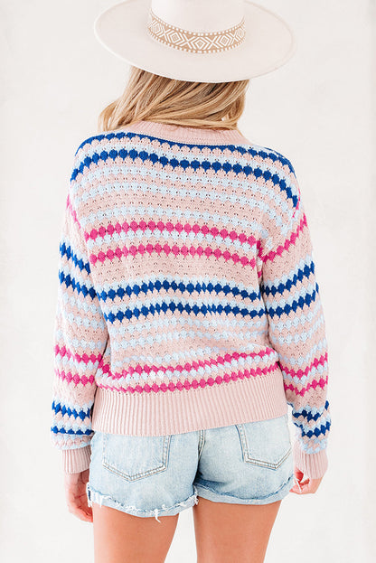 Threaded Pear Amelia Patterned Drop Shoulder Sweater