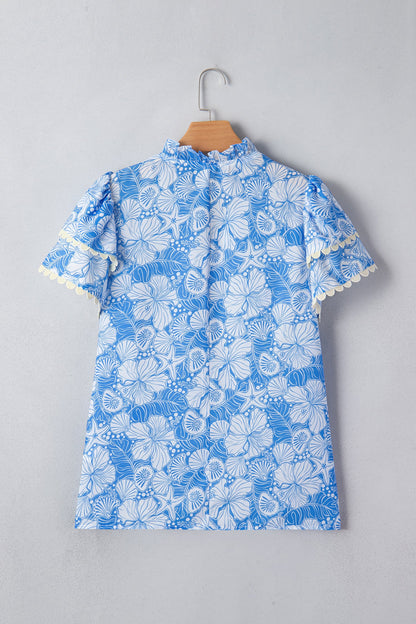 Threaded Pear Kataleya Trim Short Sleeve Blouse