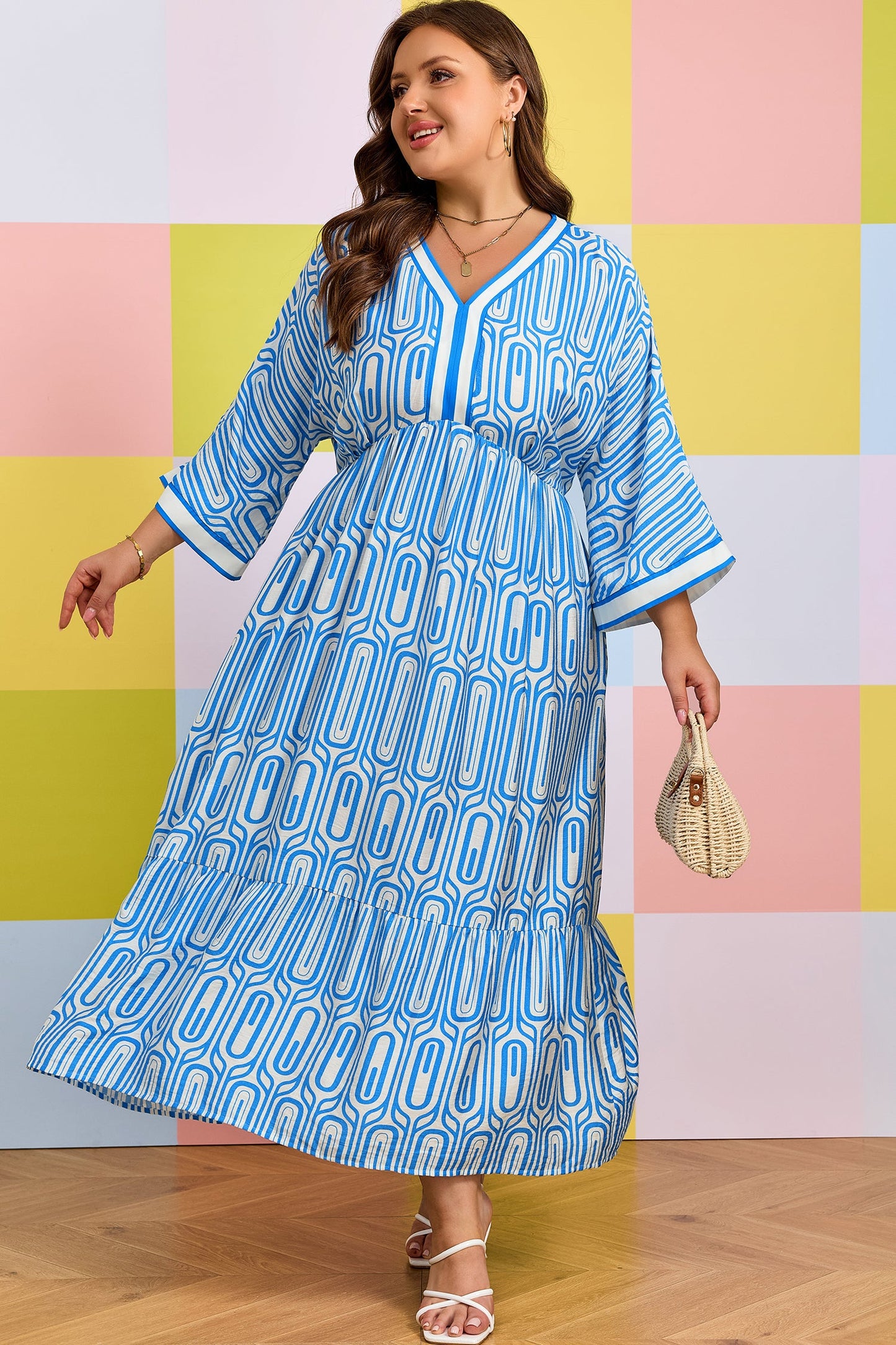 Threaded Pear Siya Bracelet Sleeve Long Plus Dress