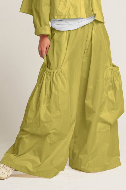 Nylon Big Pocket Pants - Chartreuse