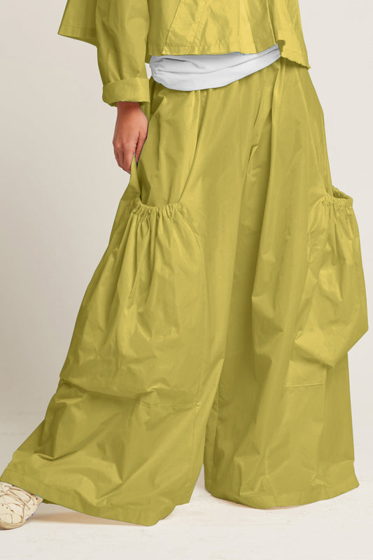 Nylon Big Pocket Pants - Chartreuse
