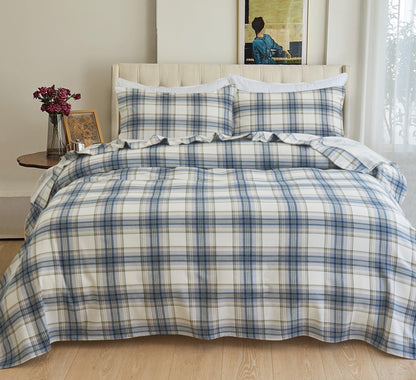 Elegant Comfort Flannel Plaid - 100% Turkish Cotton Flannel, 4-Piece Flannel Sheet Set