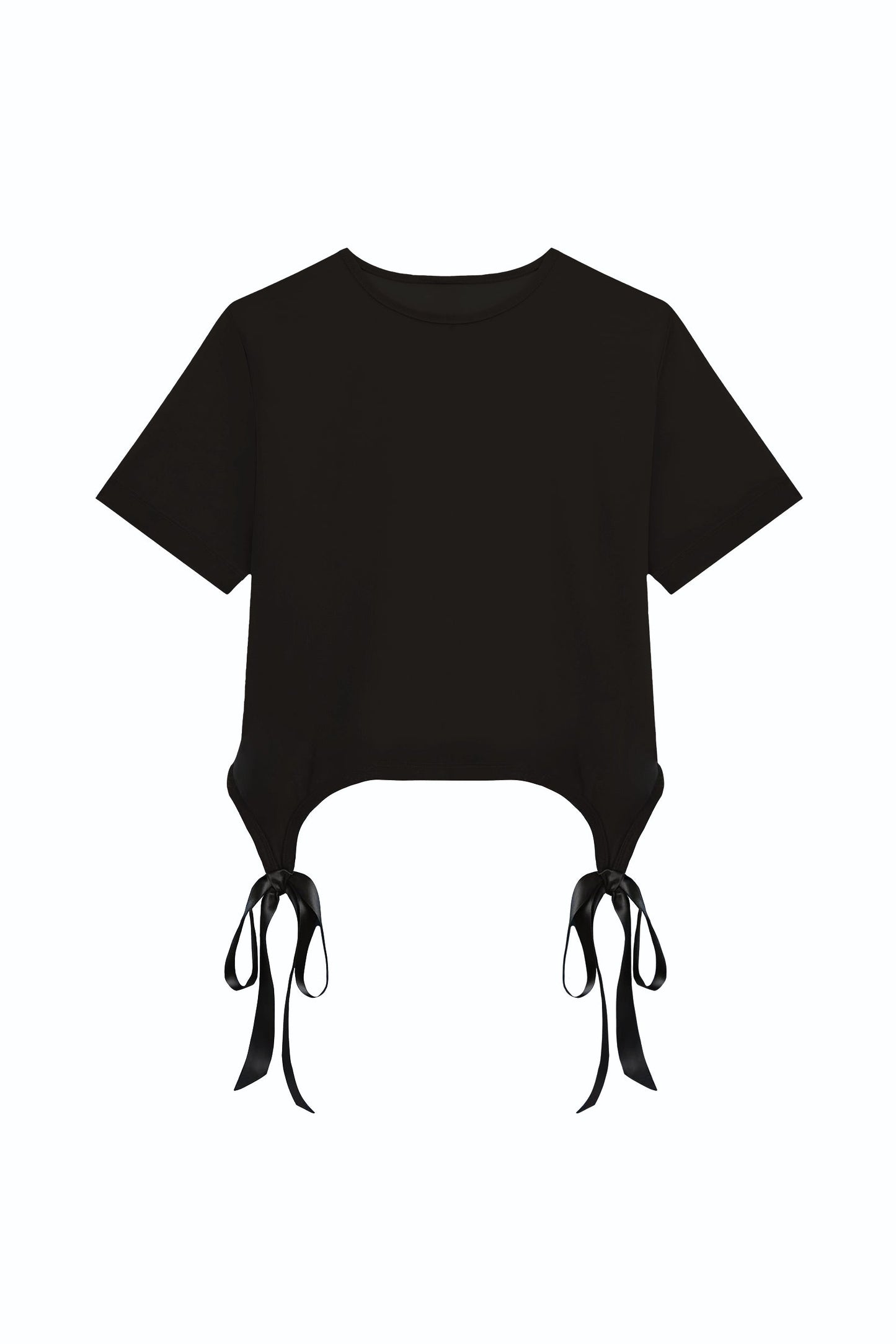 Diana Satin Bow Shirt - Black