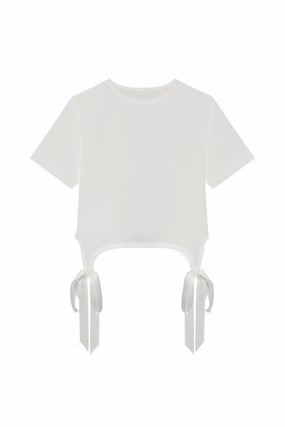 Diana Satin Bow Shirt - White