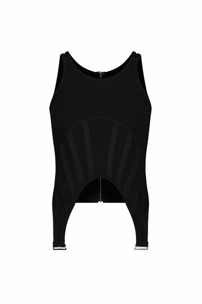 Kiara Garter Tank - Black