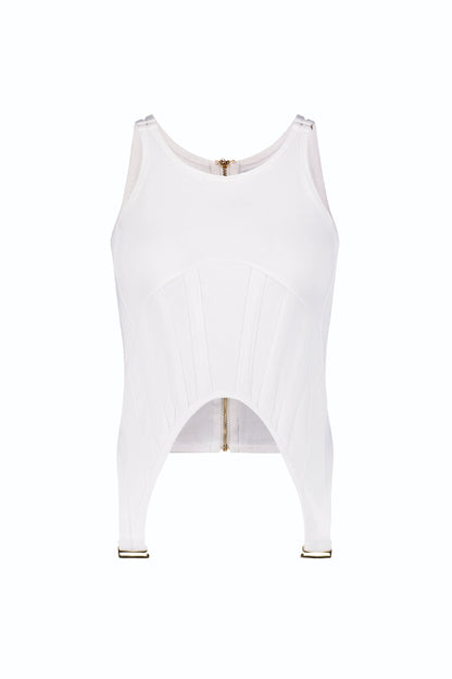 Kiara Garter Tank - White