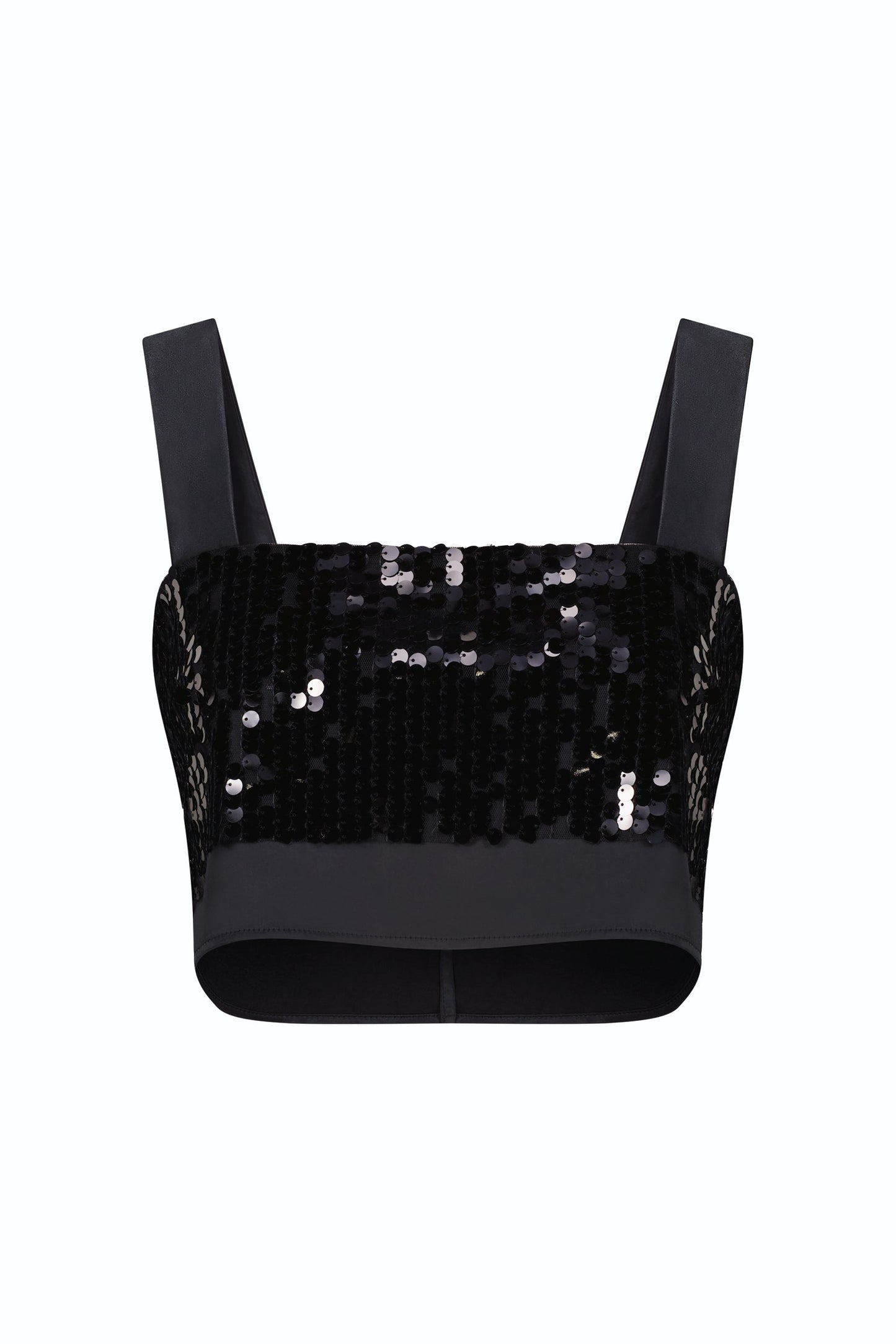 Zoey Sequin Crop Top - Black