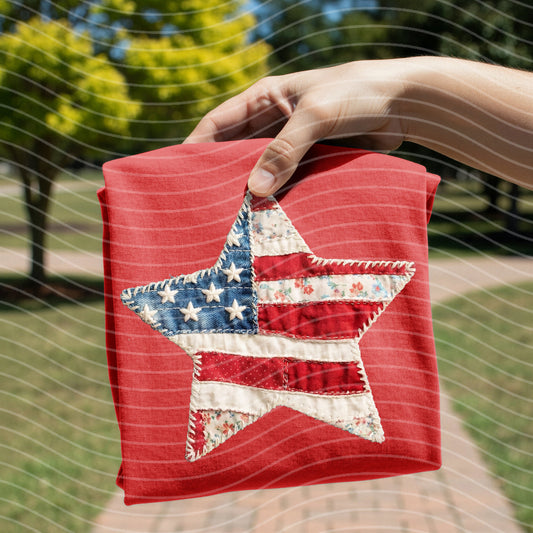 Patchwork Flag Star Graphic Tee