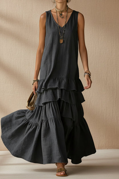 Women's Ice Silk Sleeveless Loose Maxi Dress – 6 Colors S–5XL