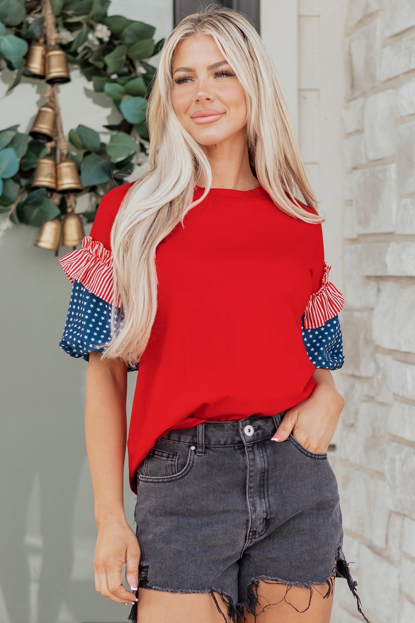 Threaded Pear Aspyn Short Puff Sleeve Top