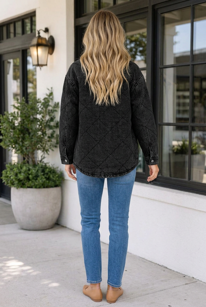 Threaded Pear Rosa Rhombus Stitched Pattern Jacket