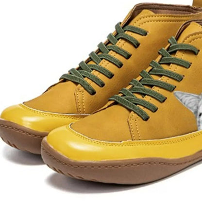 Cat Print Striped Ankle Sneakers