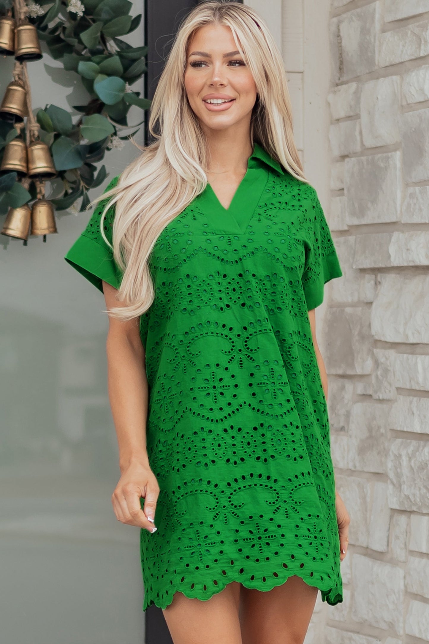 Threaded Pear Celine Eyelet Embroidered T Shirt
