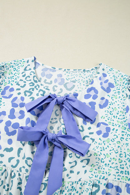Threaded Pear Lacey Puff Sleeve Mini Dress