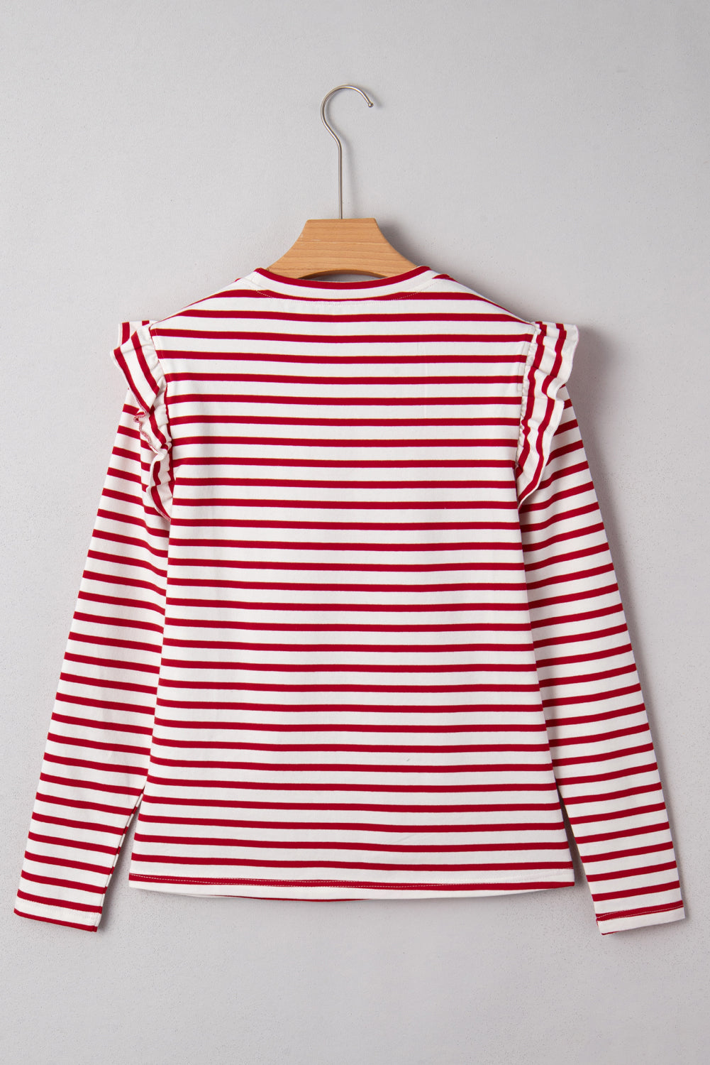 Threaded Pear Meilani Stripe Ruffle Trim Long Sleeve Top