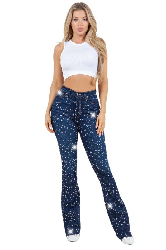 GJG Denim |Galaxy Glow Rhinestone Boot Cut Jean