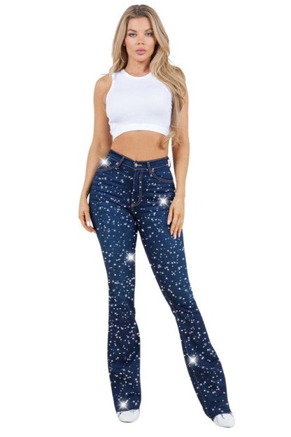 GJG Denim |Galaxy Glow Rhinestone Boot Cut Jean