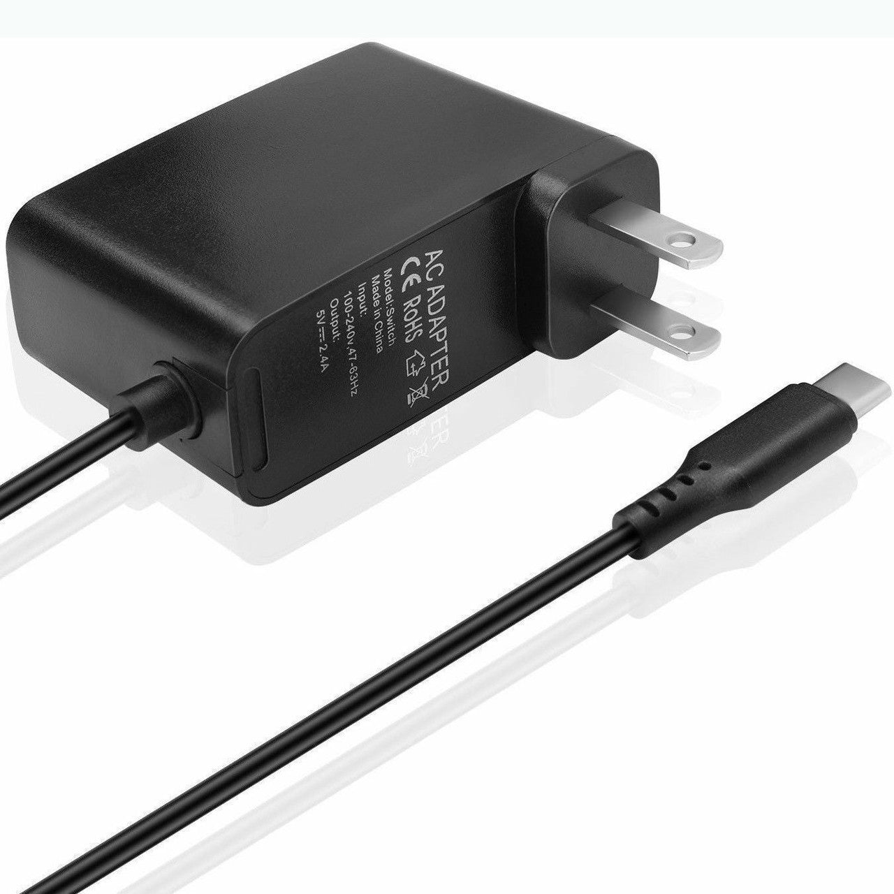 Prime Goods for Nintendo Switch AC Power Supply Adapter Home Wall Travel Charger Cable 2.4A - Black