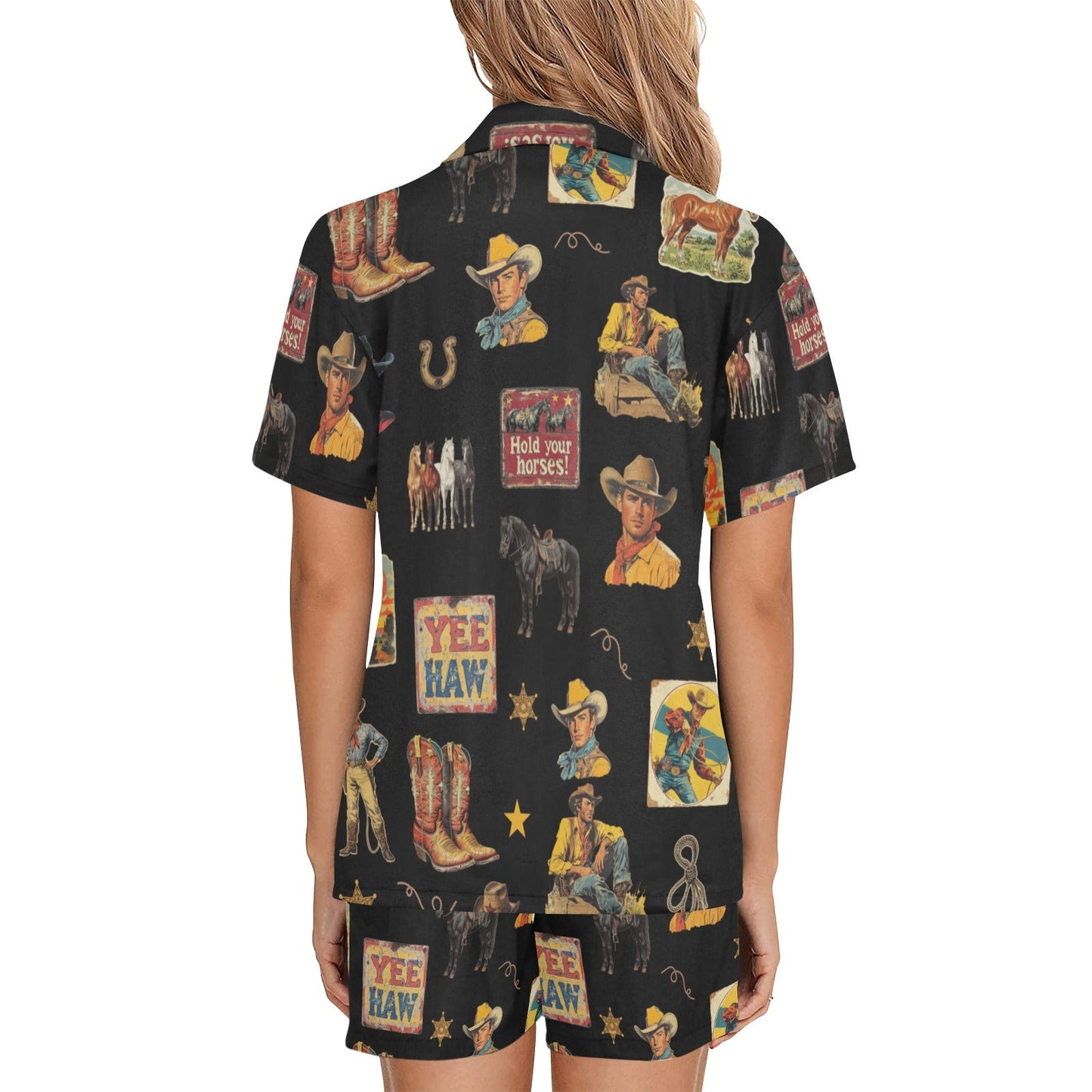 Baha Ranch Vintage Cowboy Collage Western Pajama Set