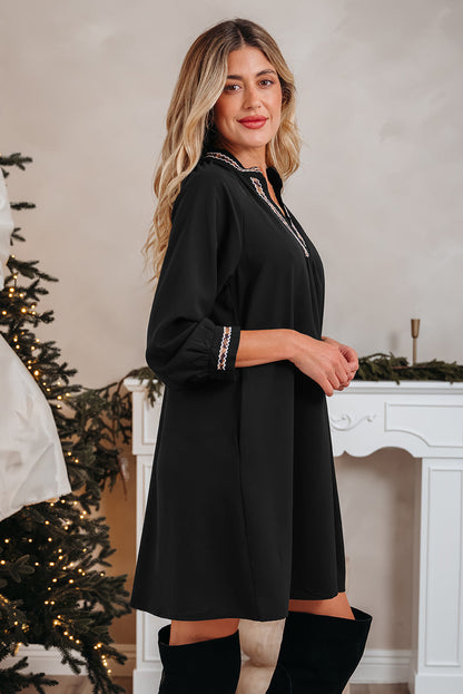 Threaded Pear Quincy Sleeve Shift Mini Dress